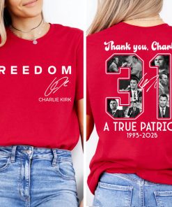 Red Charlie Kirk FREEDOM Shirt Thank You Charlie 31 True Patriot 1993-2025 Red Shirt We Wear Red Charlie Kirk Birthday October 14 Red Front & Back Shirt 683076 New